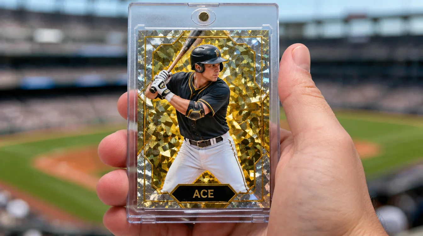 Custom one-of-one baseball card held in a clear magnetic display case