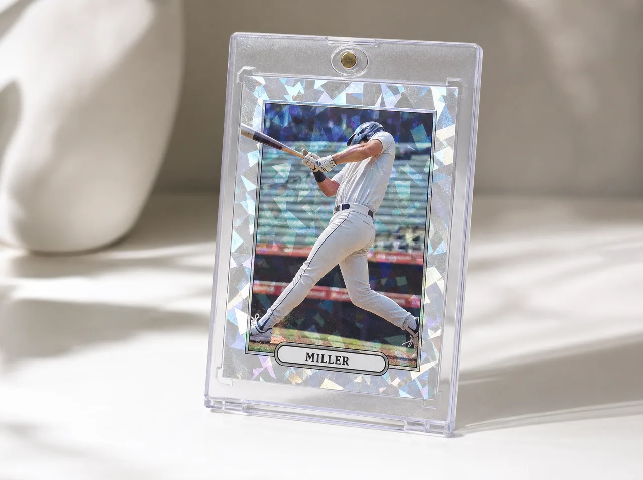 Custom baseball card brands in a protective magnetic case