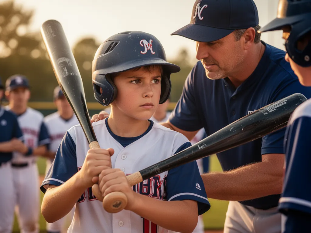 Young athlete concentrating with coach mentoring in background during practice moment