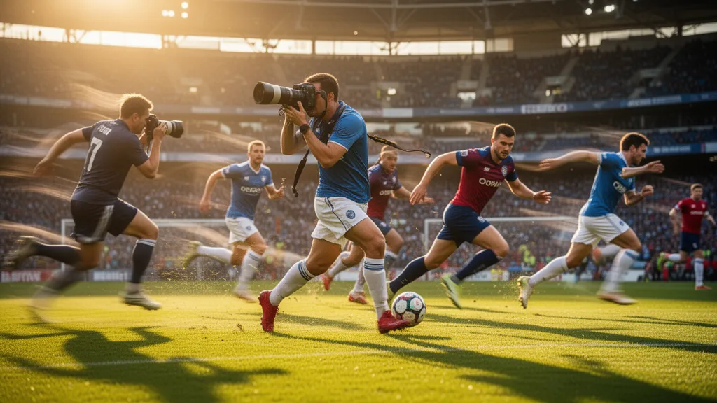 Multiple athletes competing in outdoor sports with dynamic motion and natural sunlight illuminating the action.