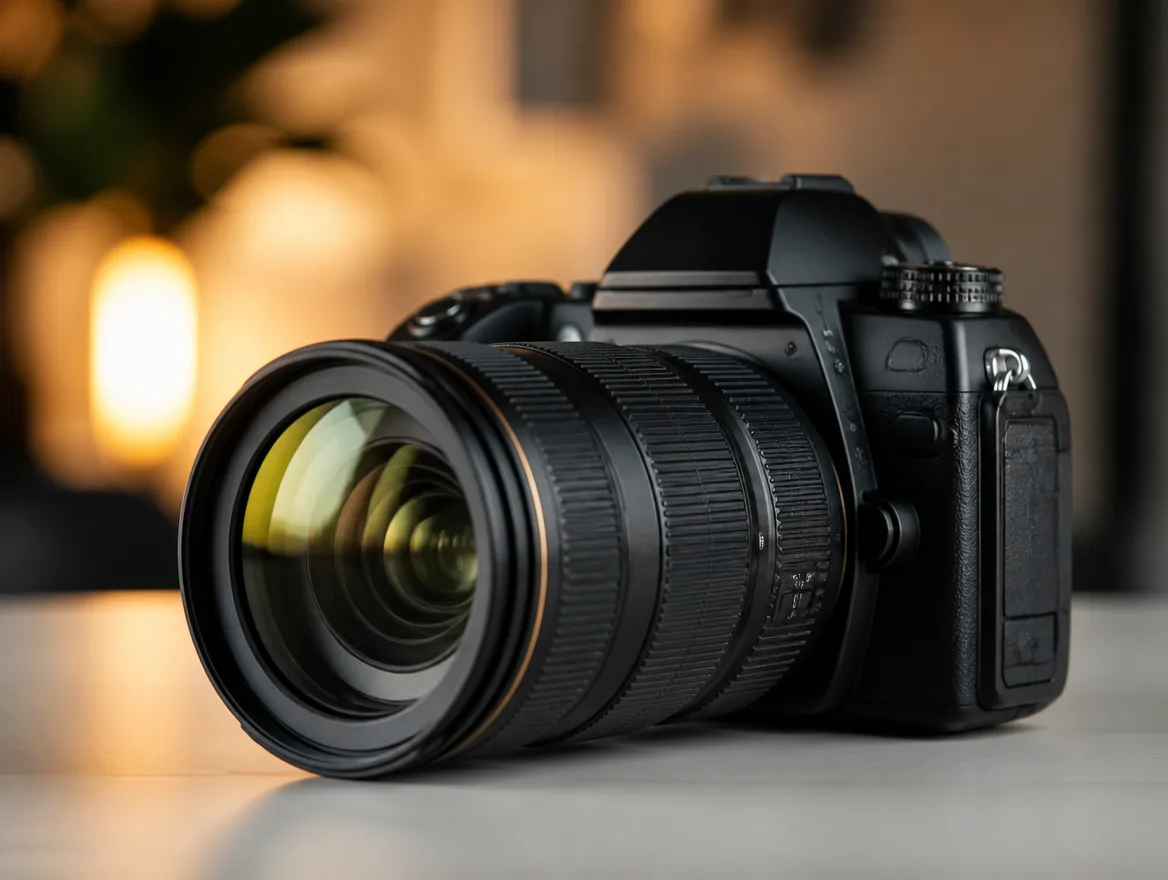 Professional DSLR camera close-up