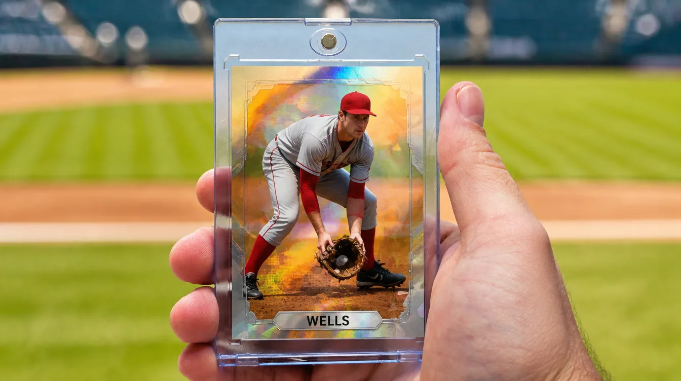 Custom Topps-style baseball card in a one-touch magnetic display case