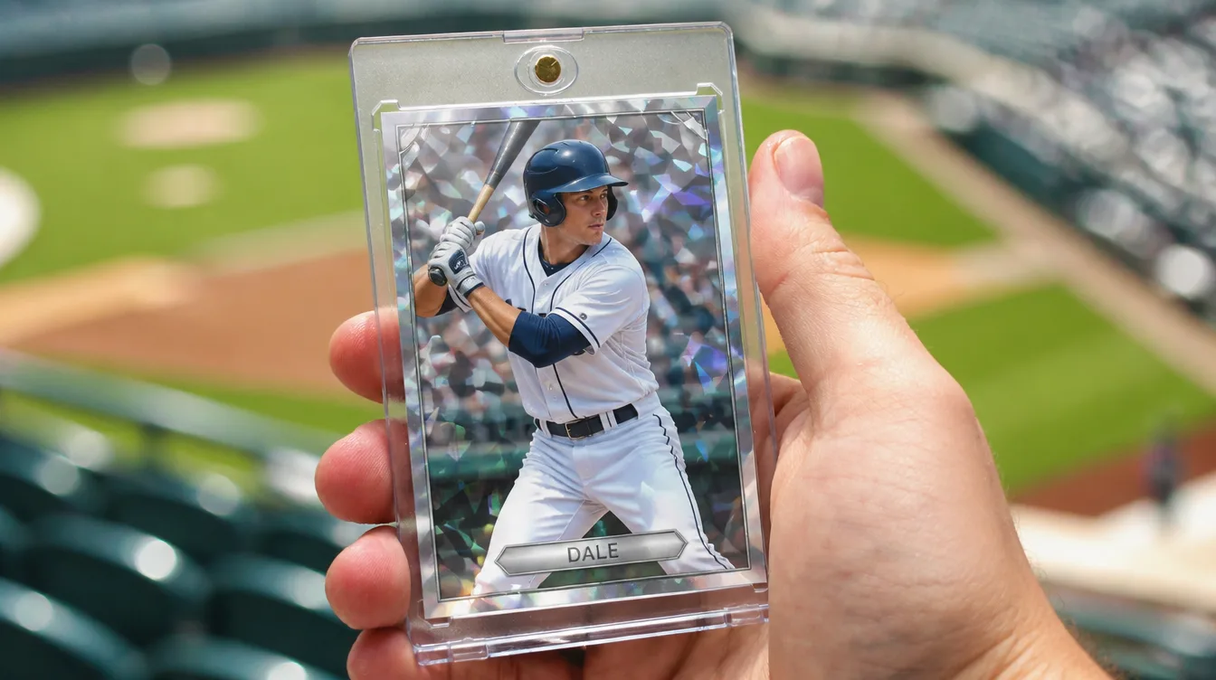 Custom trading card made with the card generator in a magnetic display case
