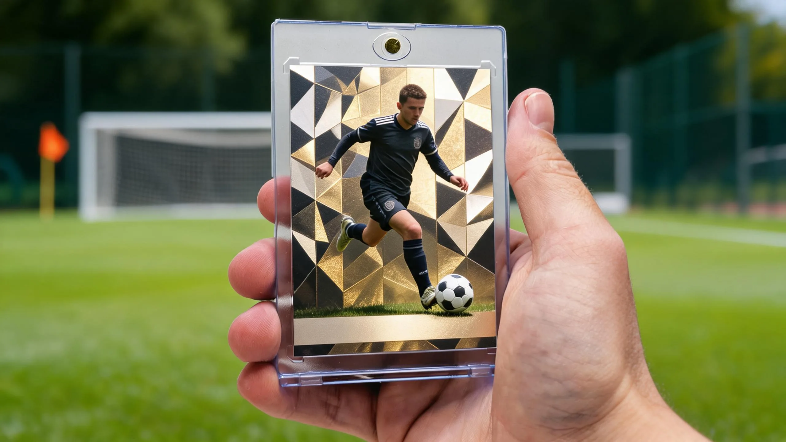 Hand holds magnetic case with custom fc mobile card — check out my custom fc mobile card!