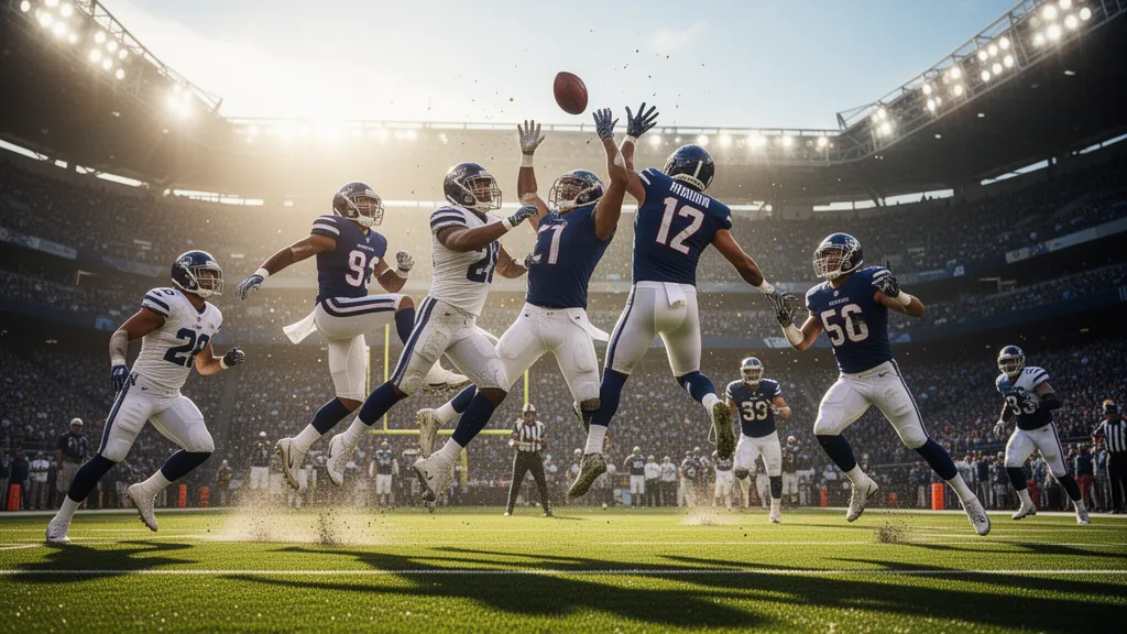 Football players in action mid-game competing for the ball outdoors