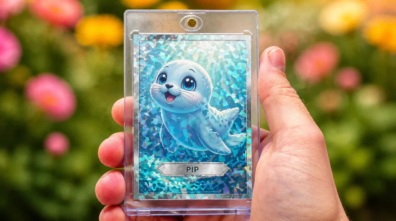 Custom creature trading card in a one-touch magnetic display case