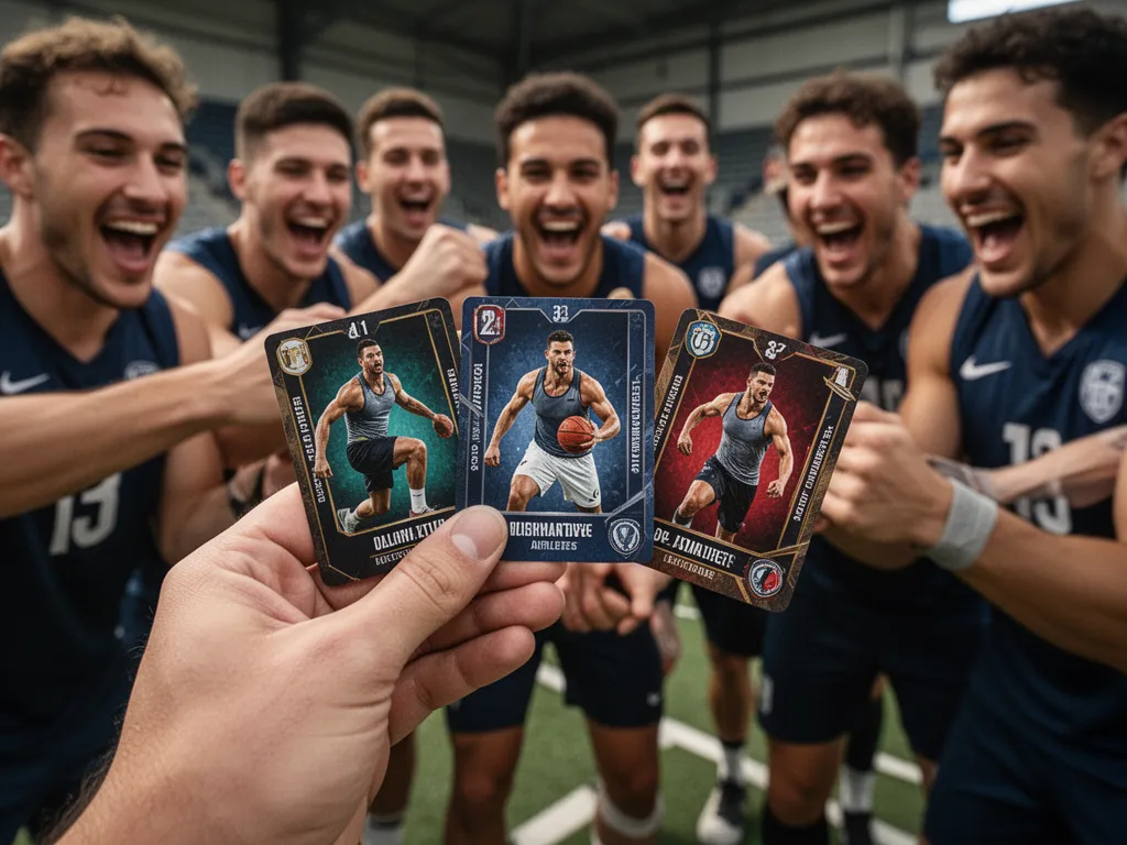 Snapshot custom sports card displayed in a free magnetic case next to a smartphone showing the upload screen