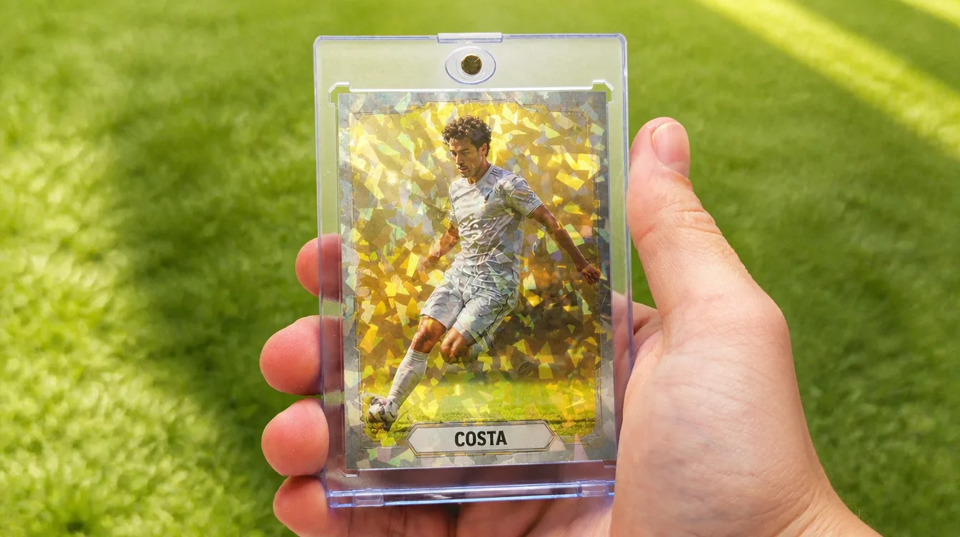 Custom FIFA-style soccer player trading card in a one-touch magnetic case