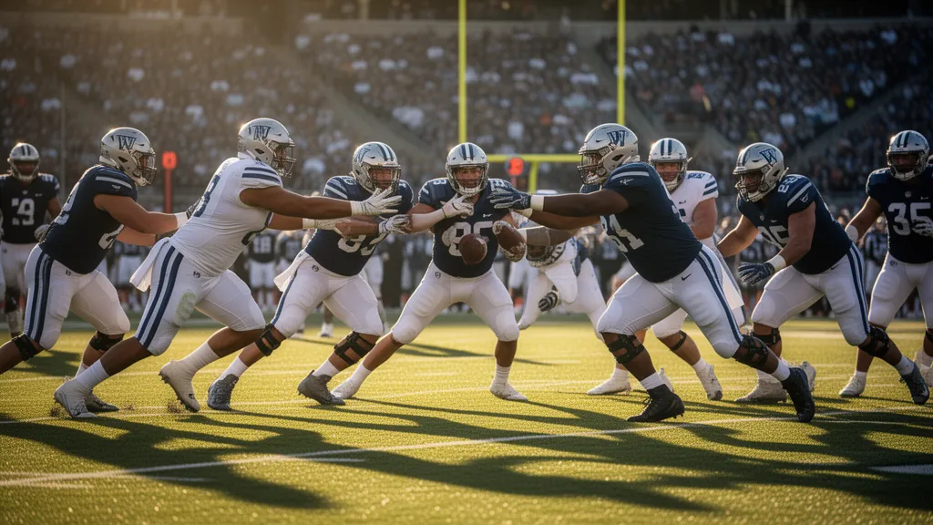 Football players in action during a live game with dynamic motion and natural outdoor lighting