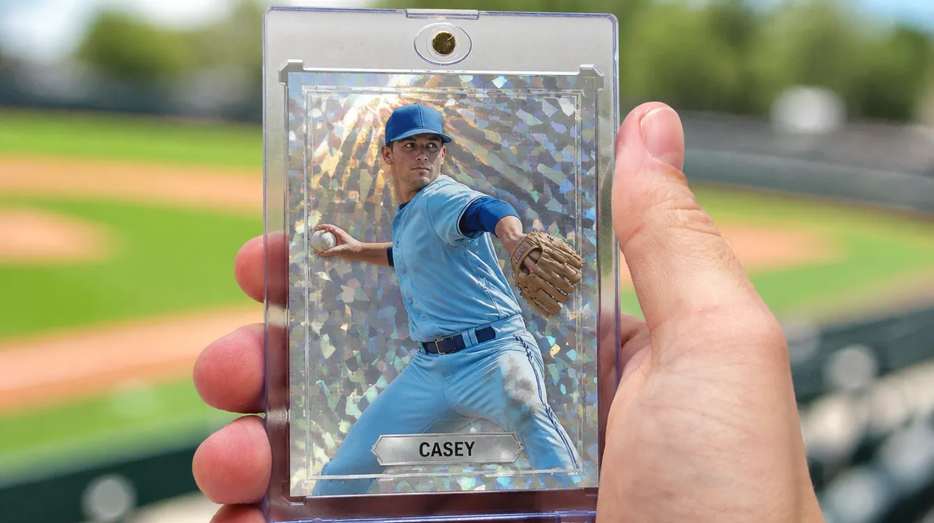 Custom baseball card displayed in a one-touch magnetic case