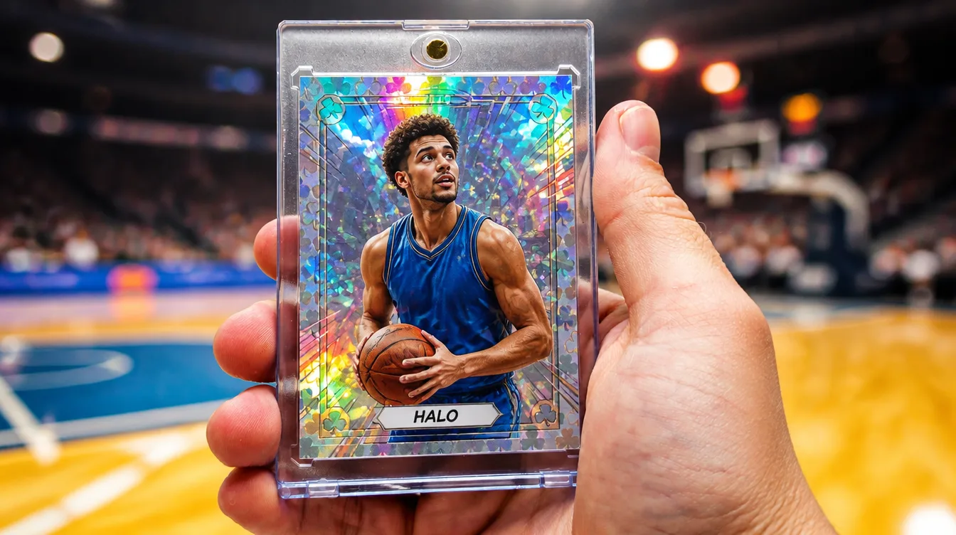 Custom hologram card with a rainbow holographic finish in a one-touch magnetic case