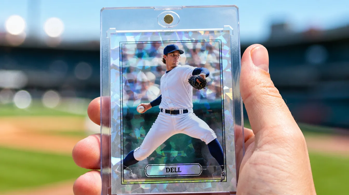 Custom printed baseball card in a one-touch magnetic display case