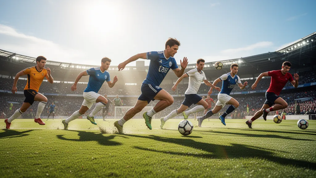 Multiple athletes competing outdoors in dynamic motion under natural lighting