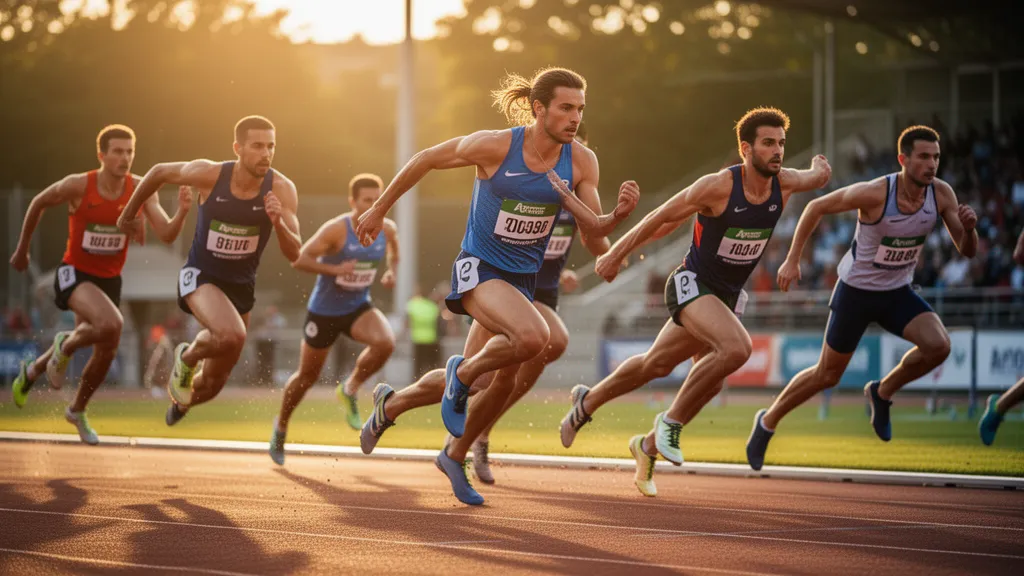 Athletes in motion during competitive sports action with natural outdoor lighting and dynamic energy