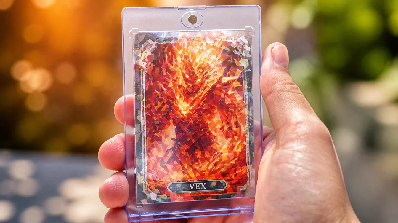 Custom fantasy game card made with the magic card generator in a magnetic case