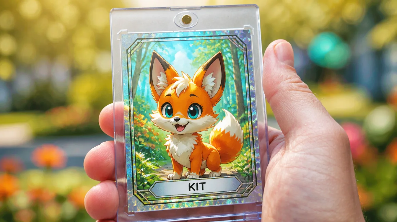 Make your own Pokemon-style creature trading card held in a clear magnetic case