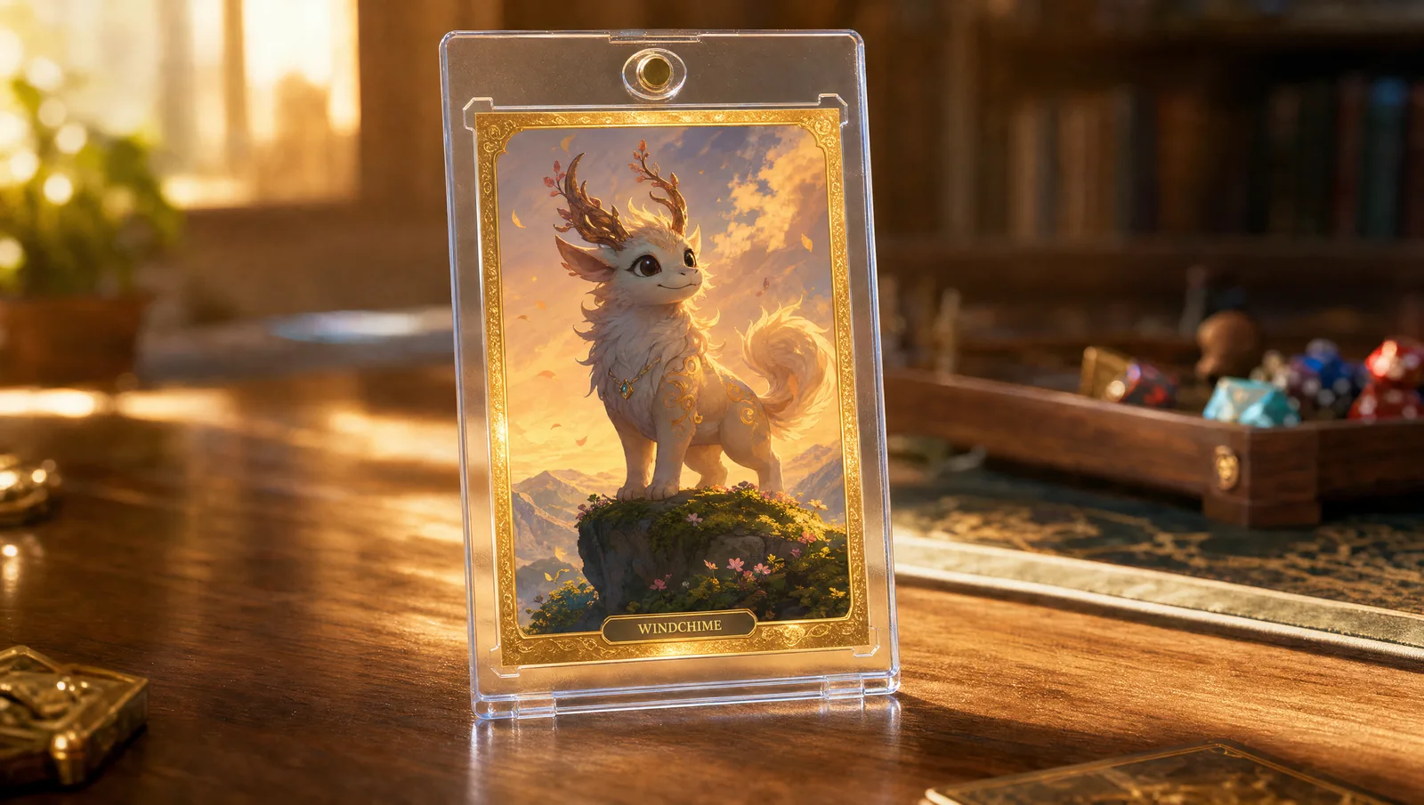 Custom mtg custom card creator shown in a clear magnetic display case