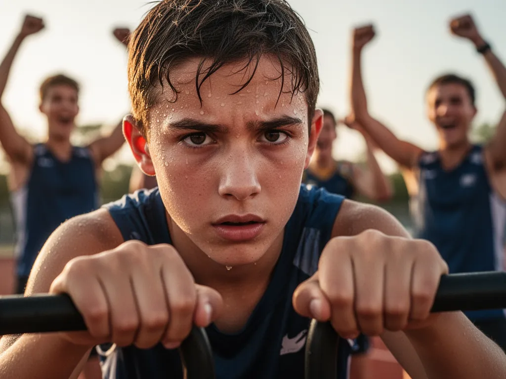 Close-up of determined athlete's face showing intensity and passion during competition moment