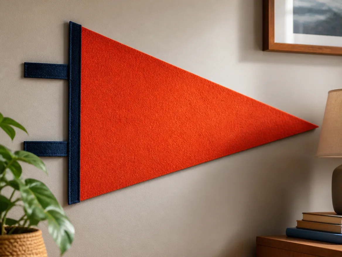 Sports pennant banner hanging on a wall