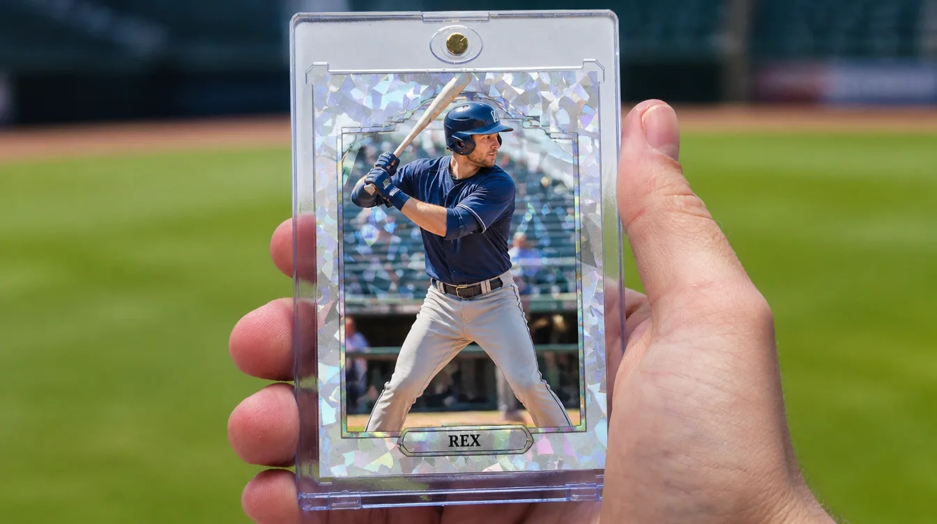 Premium giftable baseball trading card in a one-touch magnetic display case