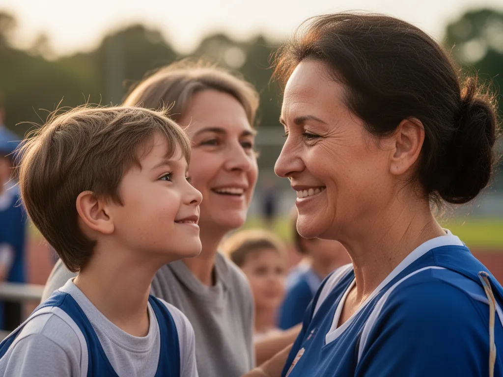 Parent beaming with pride while watching their child compete in sports
