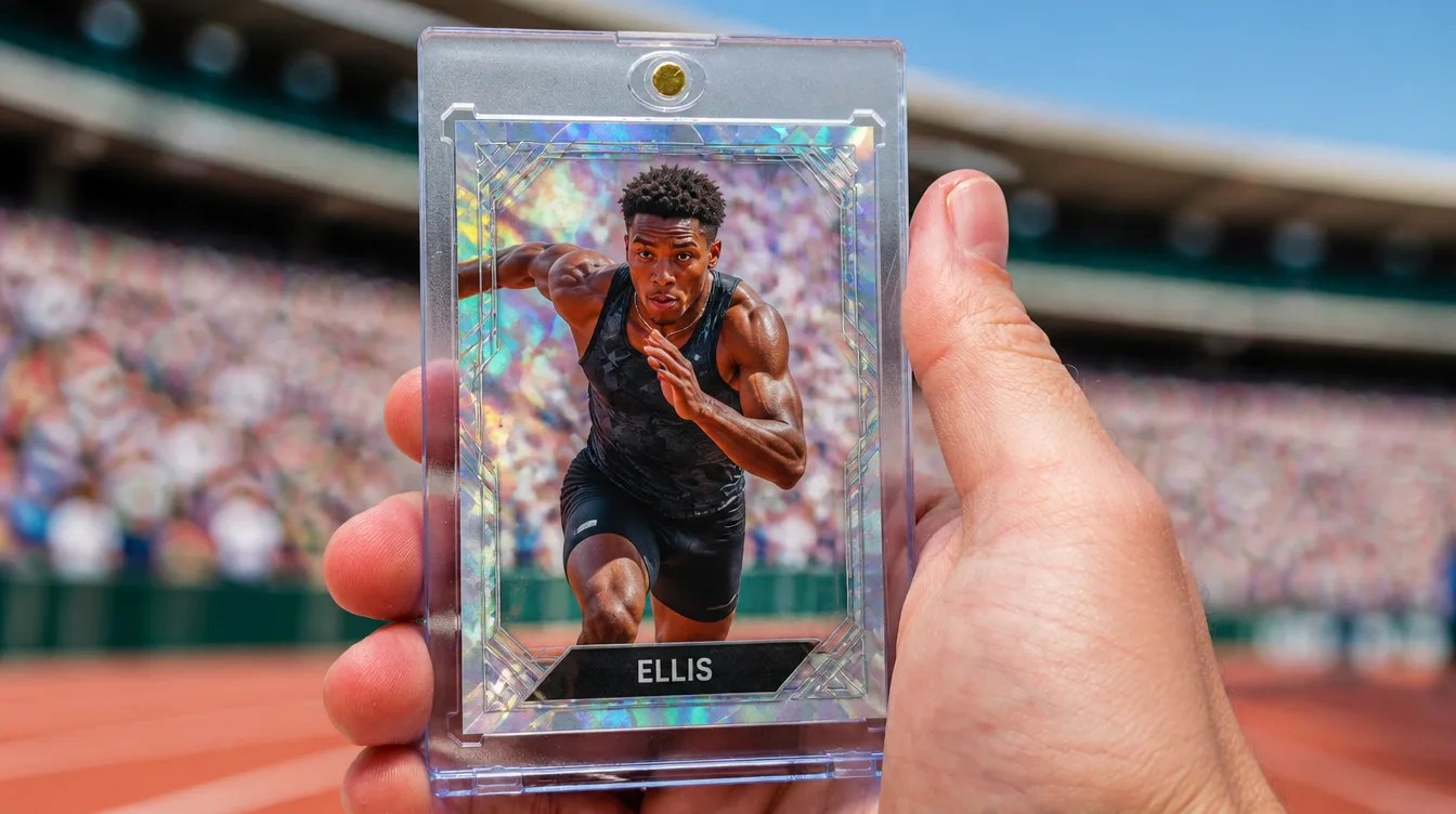 Custom trading card made from sports photography in a magnetic display case