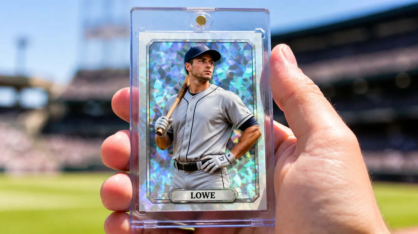 Custom sports resume card with player profile in a one-touch magnetic display case
