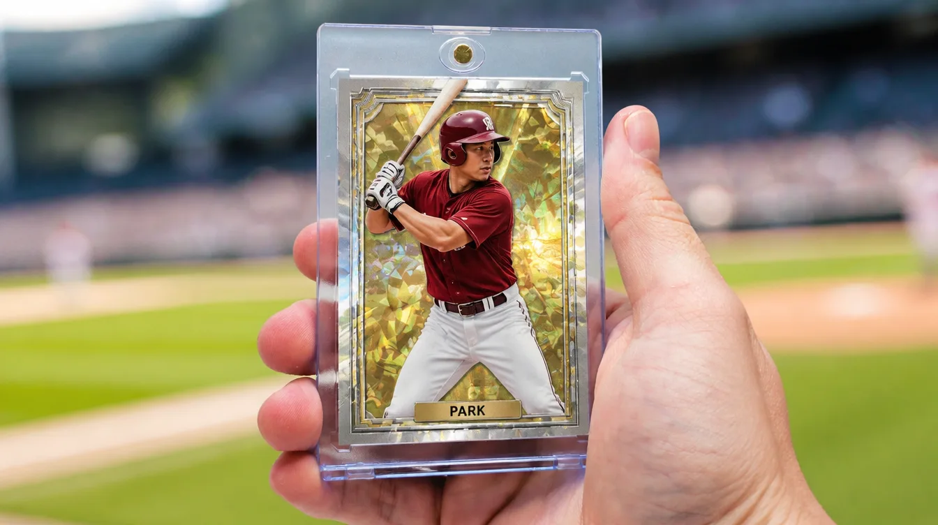 Premium custom sports trading card held in a one-touch magnetic display case
