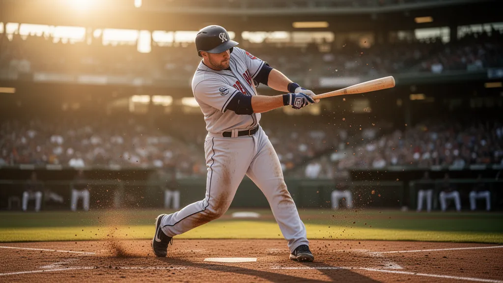 Custom topps-style baseball card featuring a player in full swing on professional card stock