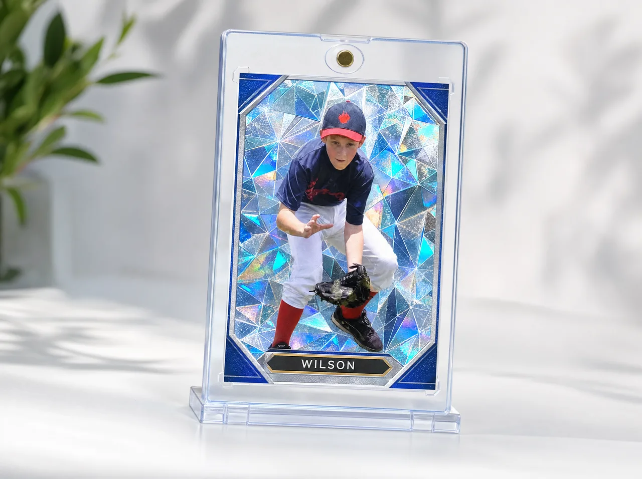 Custom trading card creator in a protective magnetic case