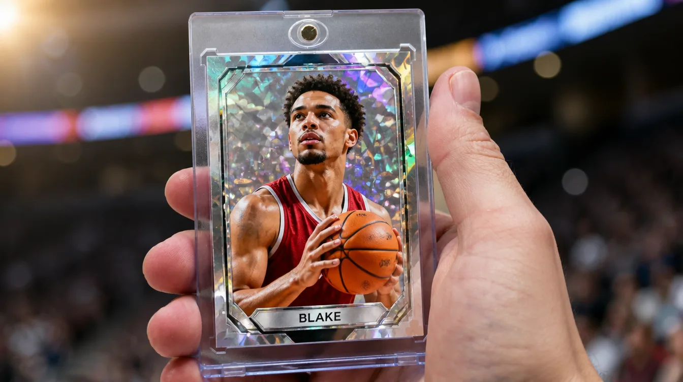 Custom holographic trading card from the Snapshot trading card maker in a magnetic case