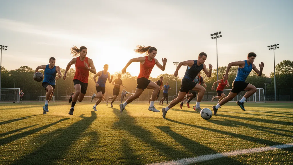 Multiple athletes competing in various sports activities outdoors during dynamic action moments