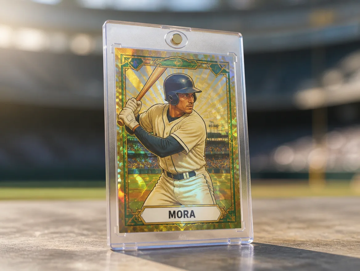 Premium custom vintage-style baseball card displayed in a magnetic case