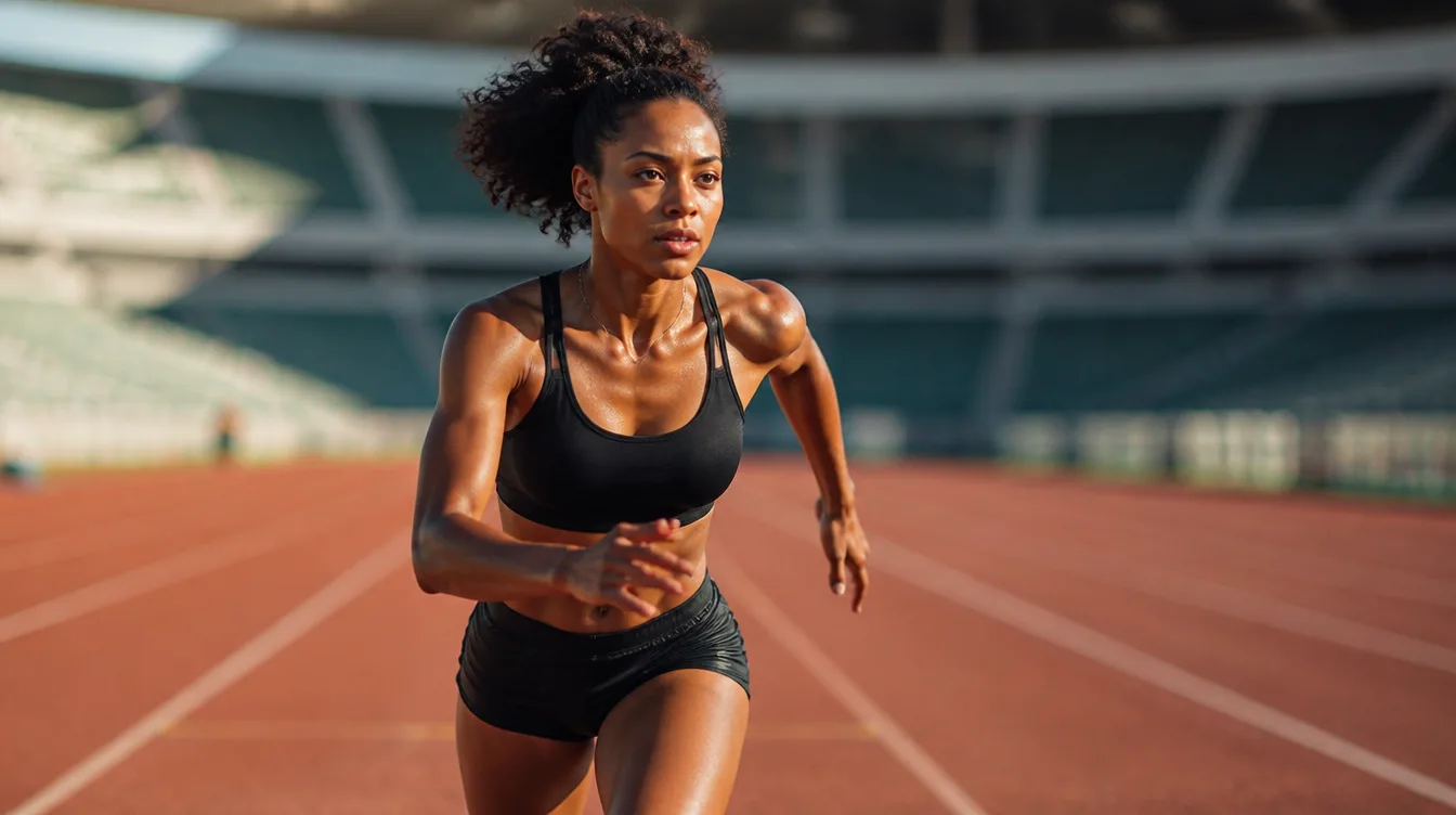 Young athlete training on a track
