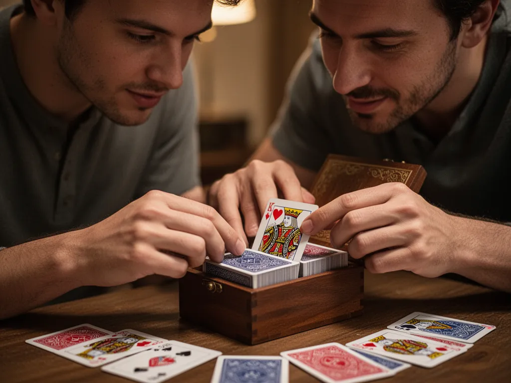 [Experienced builder's hands guide newcomer through proper deck construction technique with encouraging presence]